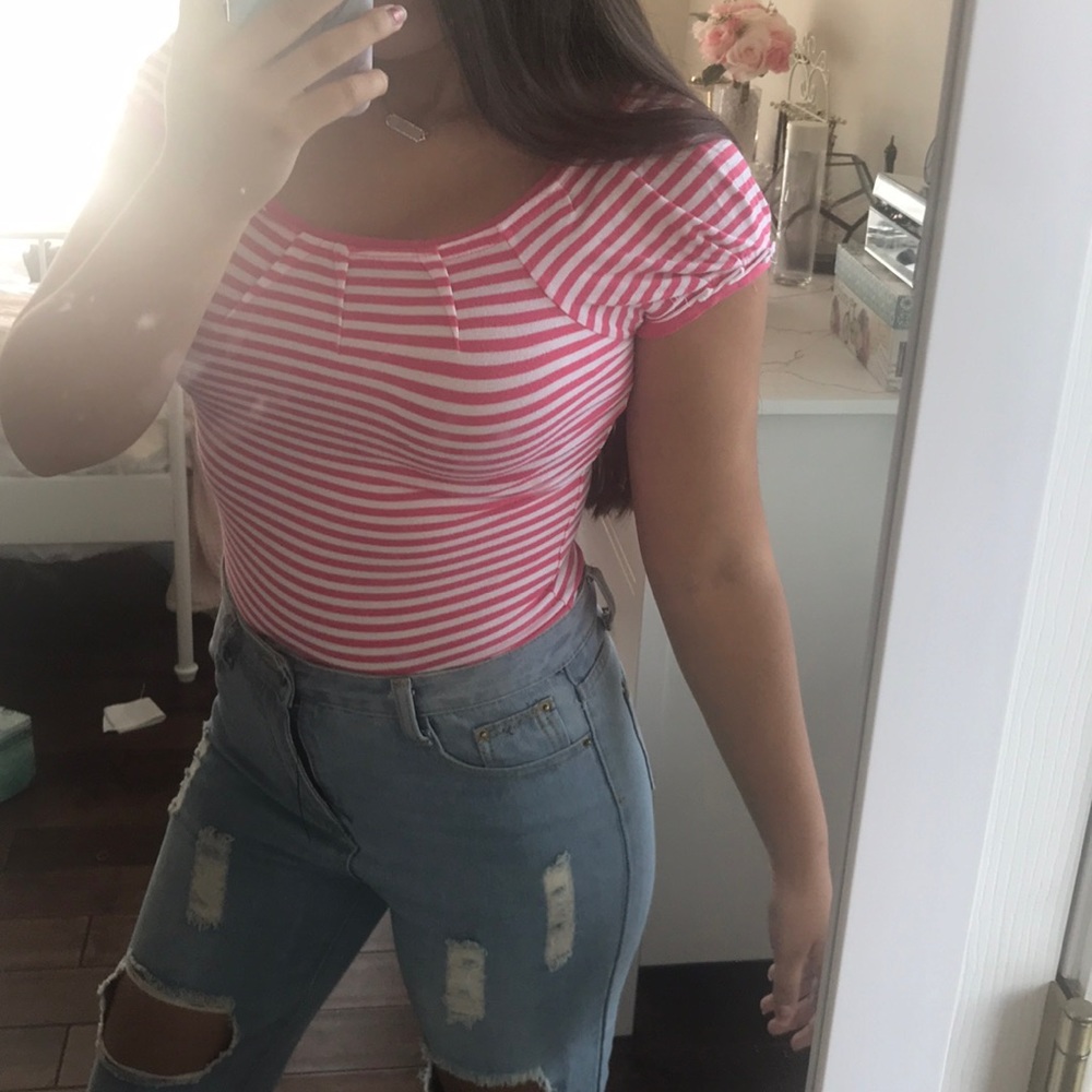 new square-necked striped shirt